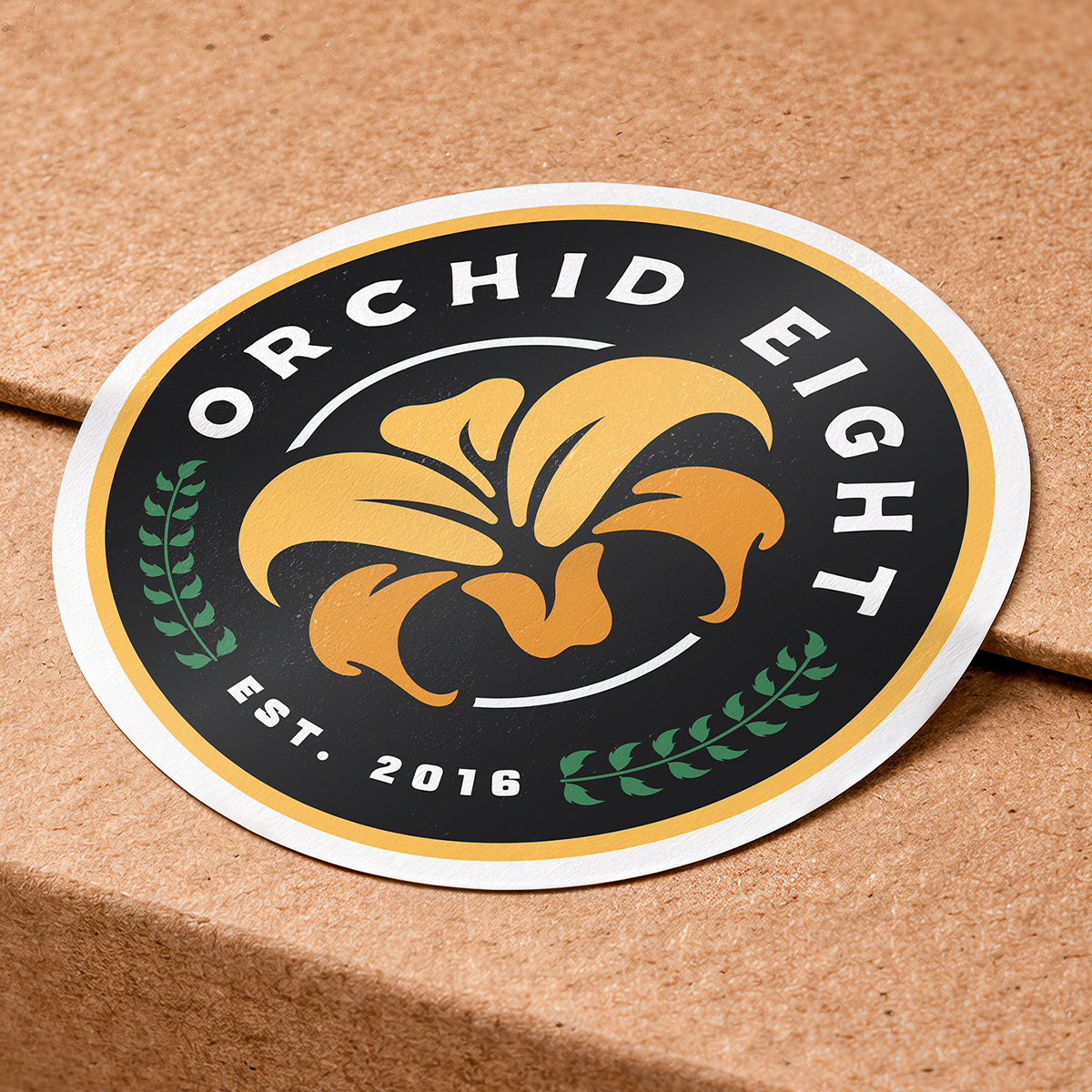 Yellow packaging sticker